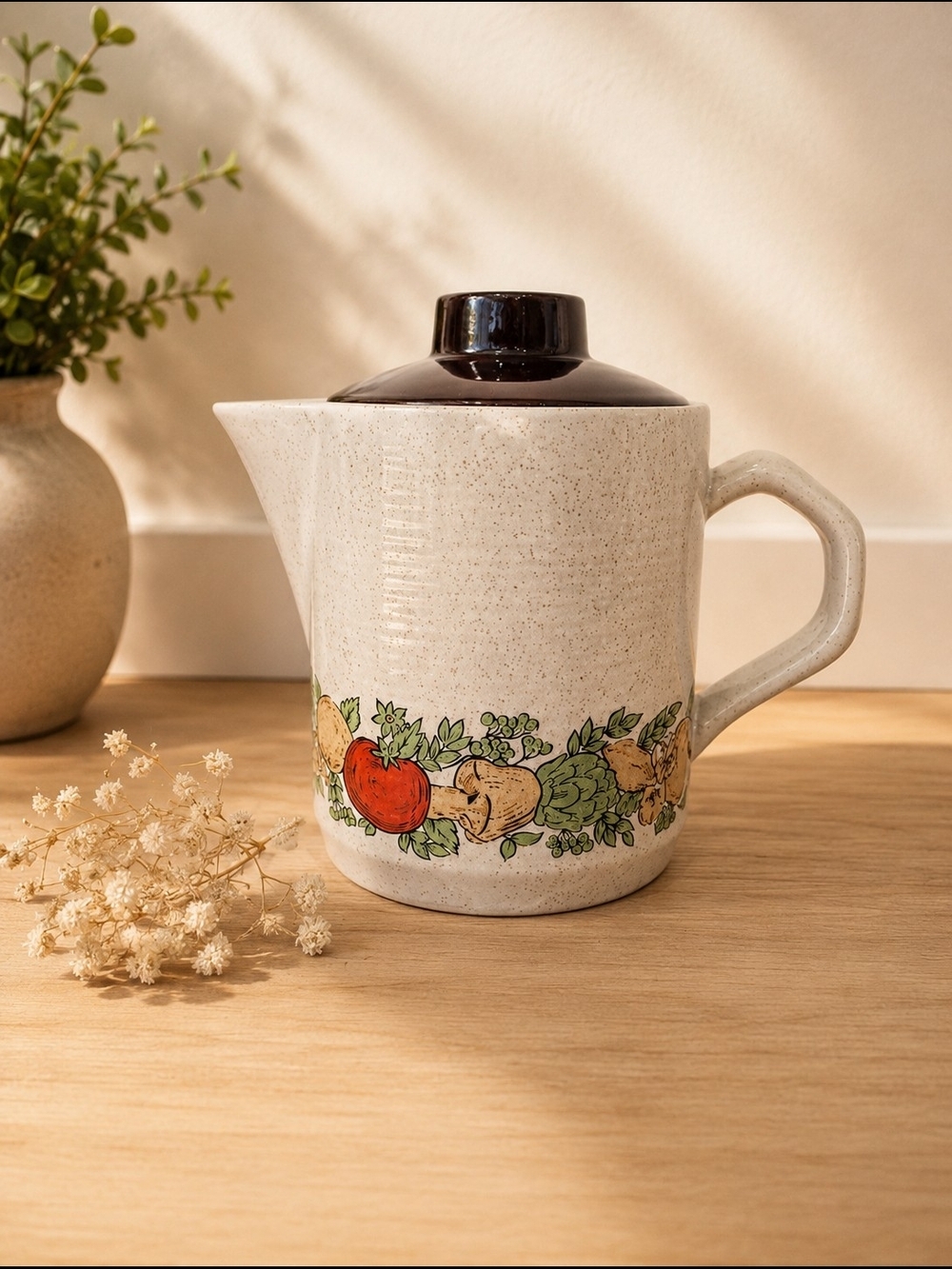 Vintage Harvest Stoneware Pitcher